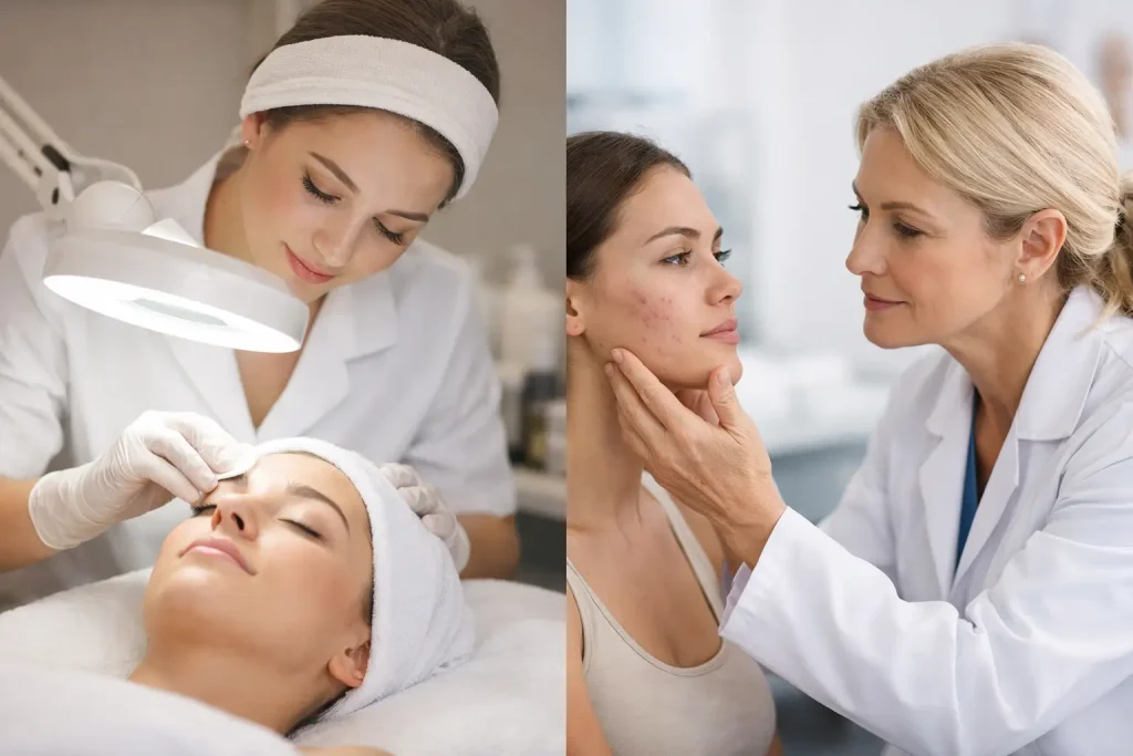 Esthetician Versus Dermatologist for Acne
